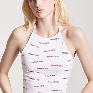 Forever 21 White Top with Red “Thank You”